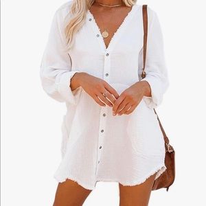 White dress with with over sized fit! Very comfy